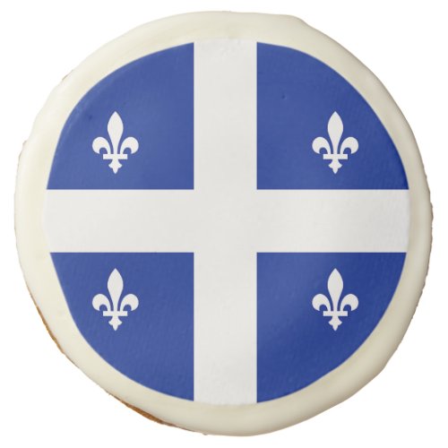 Sugar cookies with flag of Quebec Canada