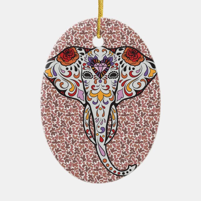 Sugar Elephant Ceramic Ornament (Front)
