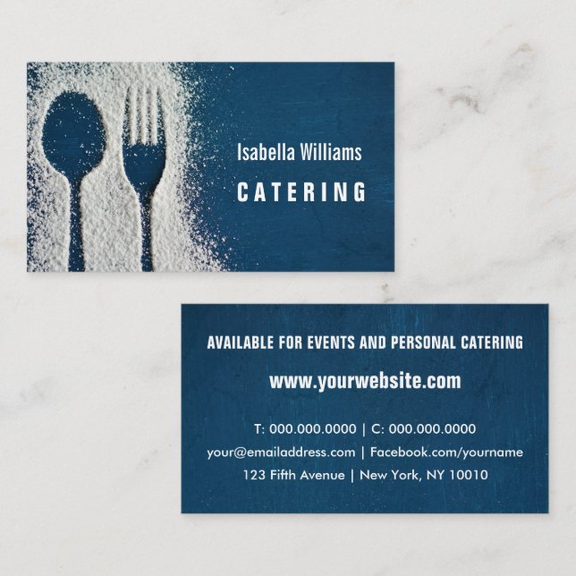 Sugar Fork Navy Blue Catering, Restaurant Business Card (Front/Back)