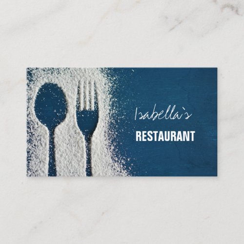 Sugar Fork Navy Blue Catering Restaurant Business Card