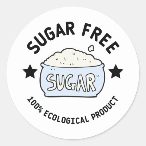 Sugar free 100 ecological product diet vegan classic round sticker