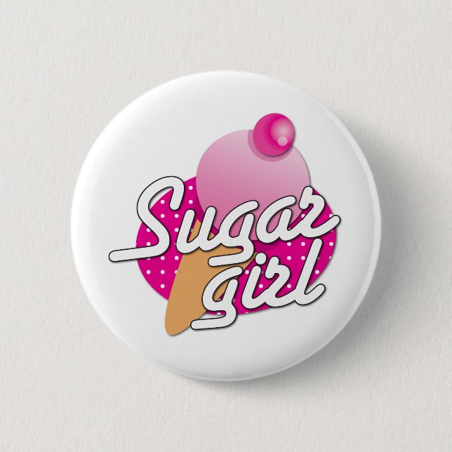 Sugar Girl rockabilly icecream Button (Front)