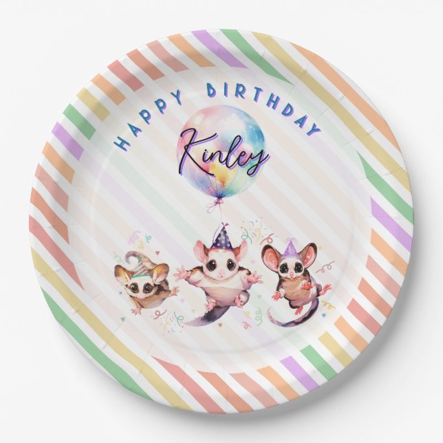 Sugar Glider Birthday Party Paper Plates (Front)