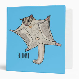 Sugar glider cartoon illustration 3 ring binder