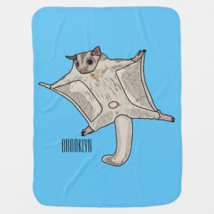 Sugar glider cartoon illustration baby blanket