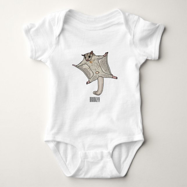 Sugar glider cartoon illustration baby bodysuit (Front)