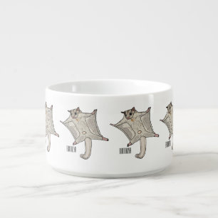 Sugar glider cartoon illustration bowl