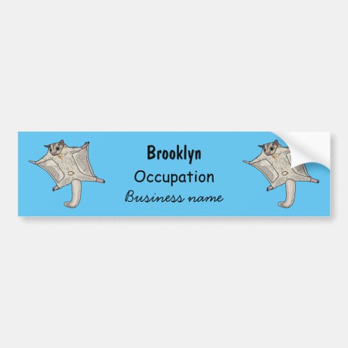 Sugar glider cartoon illustration bumper sticker