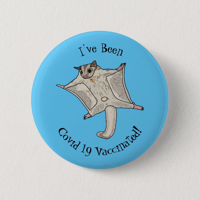Sugar glider cartoon illustration button (Front)
