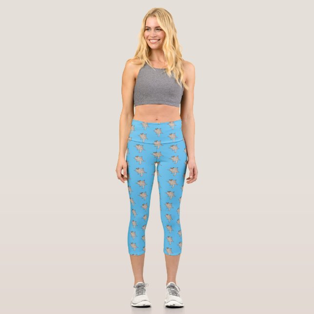 Sugar glider cartoon illustration capri leggings (Front)