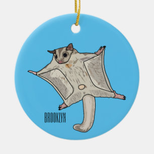 Sugar glider cartoon illustration ceramic ornament