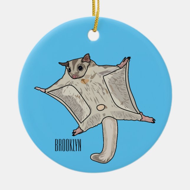 Sugar glider cartoon illustration ceramic ornament (Front)