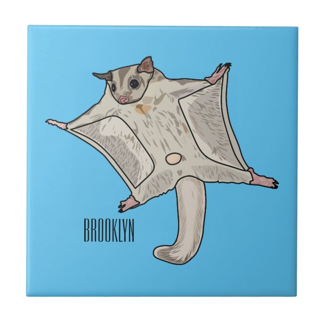 Sugar glider cartoon illustration ceramic tile (Front)