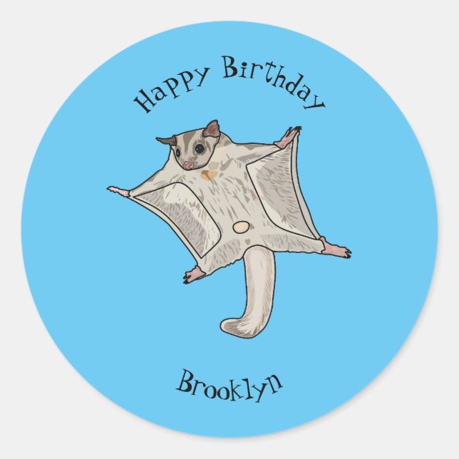 Sugar glider cartoon illustration classic round sticker (Front)