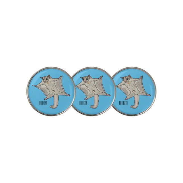 Sugar glider cartoon illustration golf ball marker (3 Up)