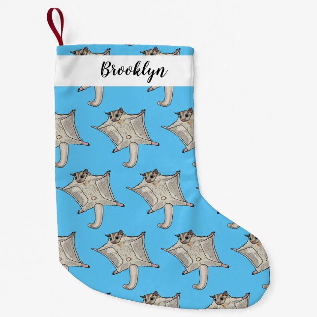 Sugar glider cartoon illustration small christmas stocking (Front)