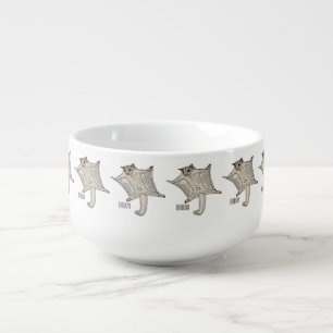 Sugar glider cartoon illustration soup mug