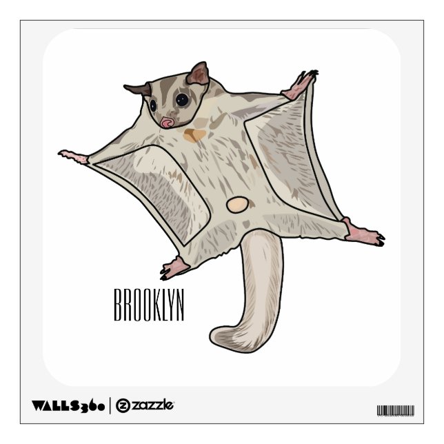 Sugar glider cartoon illustration wall decal (Front)