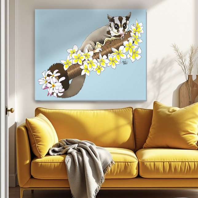 Sugar Glider Cute Floral Canvas Print (Creator Uploaded)