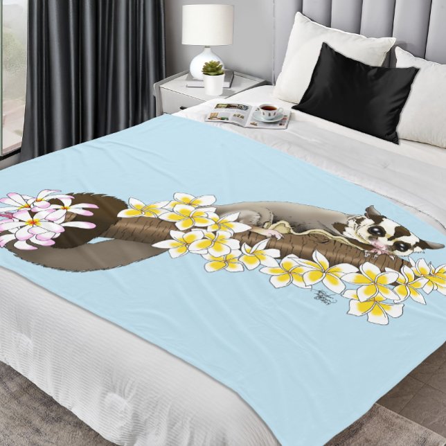 Sugar Glider Cute Floral Fleece Blanket (Creator Uploaded)