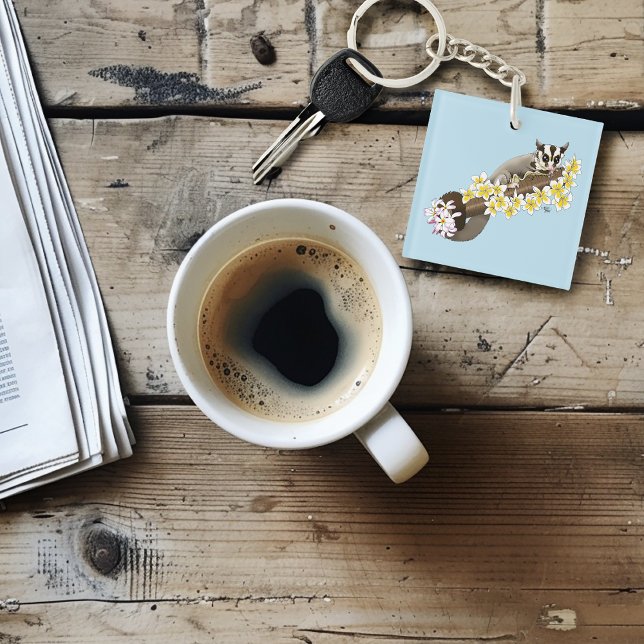 Sugar Glider Cute Floral Keychain (Creator Uploaded)