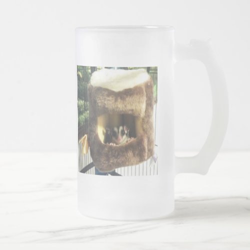 Sugar Glider in Furry Tree Truck Hanging Bed Frosted Glass Beer Mug