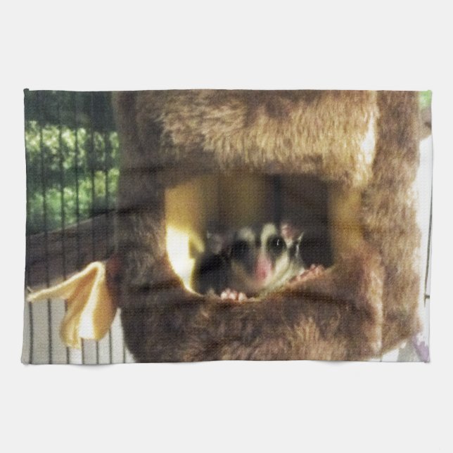 Sugar Glider in Furry Tree Truck Hanging Bed Towel (Horizontal)