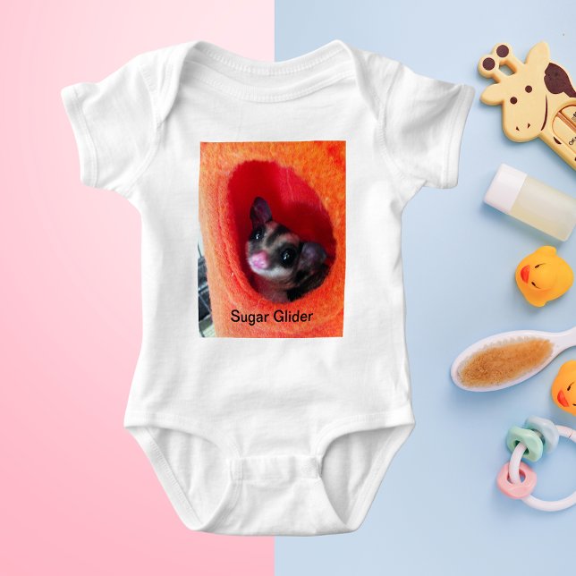 Sugar Glider in Orange Hanging Bed Baby Bodysuit (Sugar Glider in Orange Hanging Bed Baby Bodysuit)