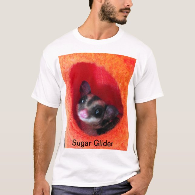 Sugar Glider in Orange Hanging Bed T-Shirt (Front)