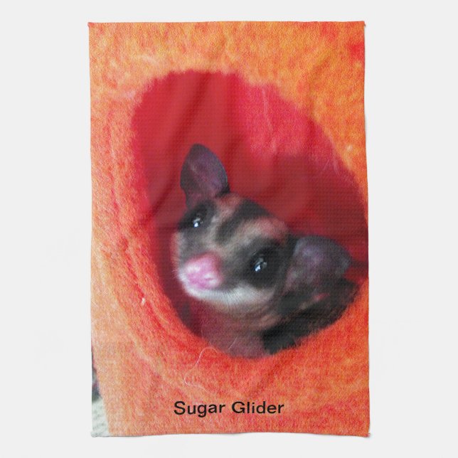 Sugar Glider in Orange Hanging Bed Towel (Vertical)