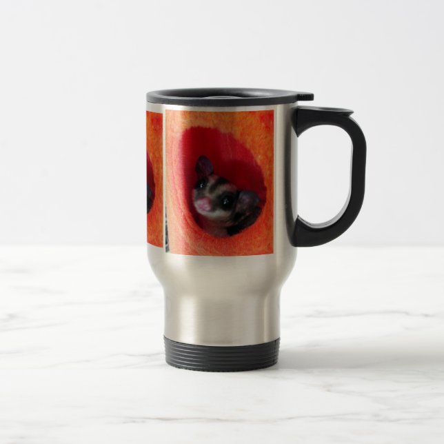 Sugar Glider in Orange Hanging Bed Travel Mug (Right)