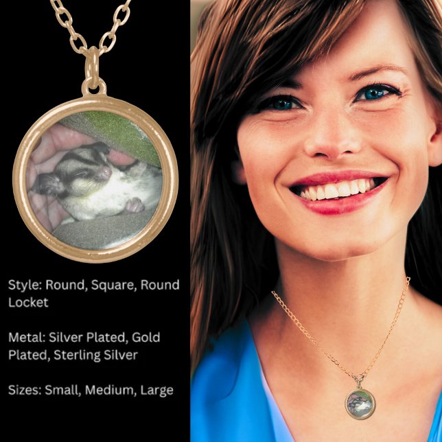 Sugar Glider Sleeping in Blanket Gold Plated Necklace (Sugar Glider Sleeping in Blanket Gold Plated Necklace)