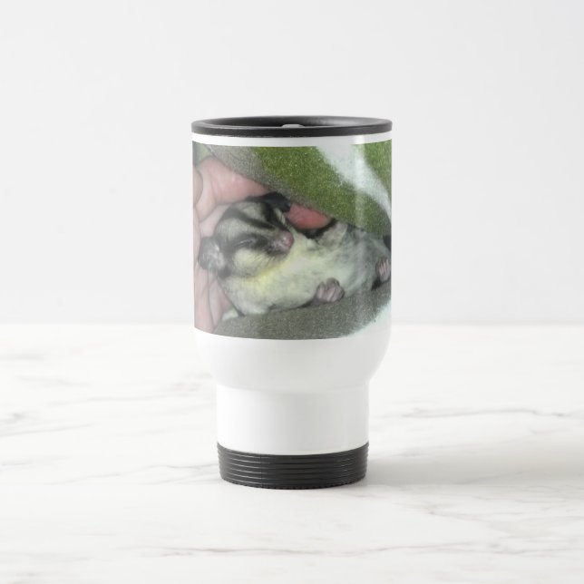 Sugar Glider Sleeping in Blanket Travel Mug (Center)