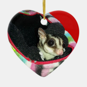 Sugar Glider Wearing a Hat Ceramic Ornament