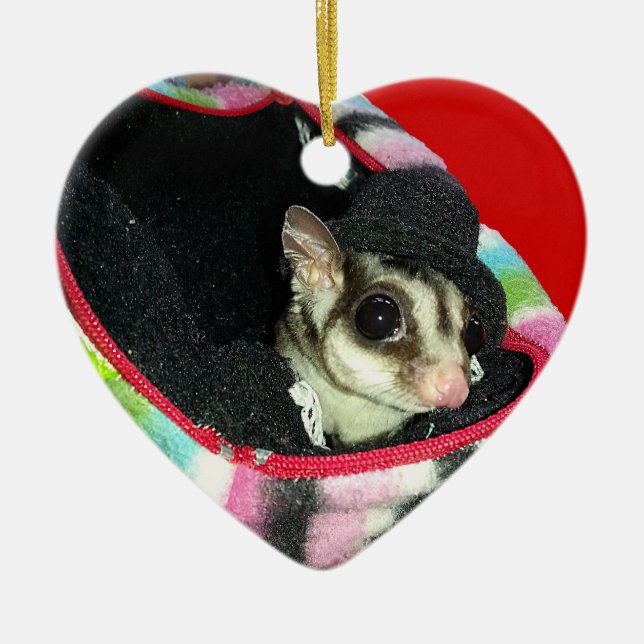 Sugar Glider Wearing a Hat Ceramic Ornament (Front)