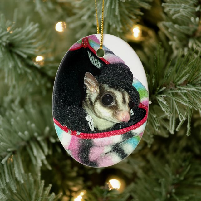 Sugar Glider Wearing a Hat Ceramic Ornament (Tree)