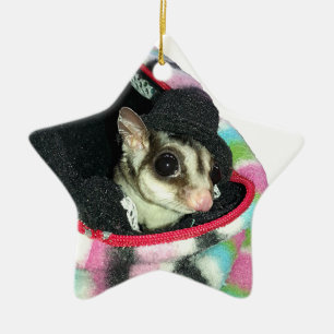 Sugar Glider Wearing a Hat Ceramic Ornament