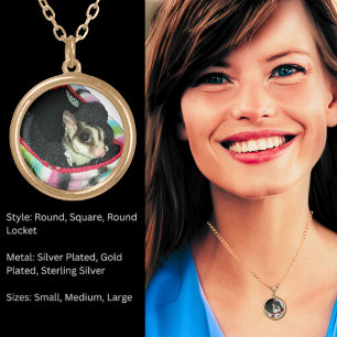 Sugar Glider Wearing a Hat Gold Plated Necklace
