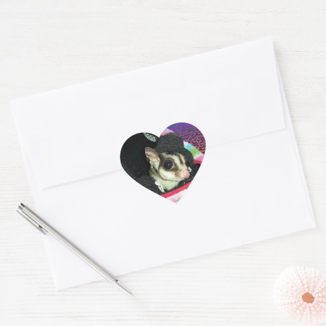 Sugar Glider Wearing a Hat Heart Sticker (Envelope)