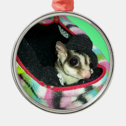 Sugar Glider Wearing a Hat Metal Ornament