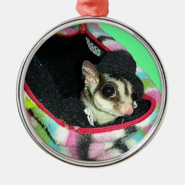 Sugar Glider Wearing a Hat Metal Ornament (Front)