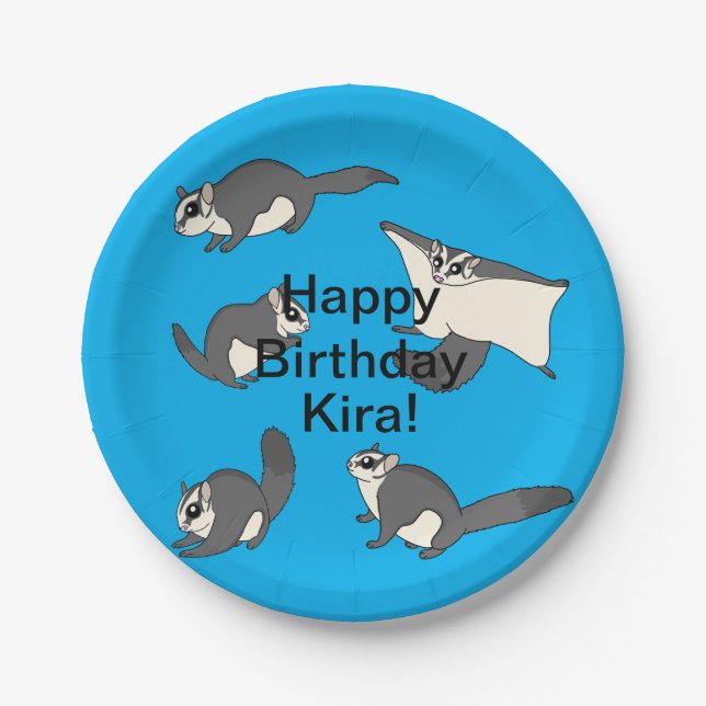Sugar Gliders Birthday Paper Plates (Front)
