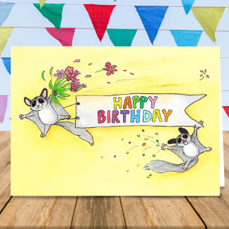 Sugar Gliders Happy Birthday greeting Card