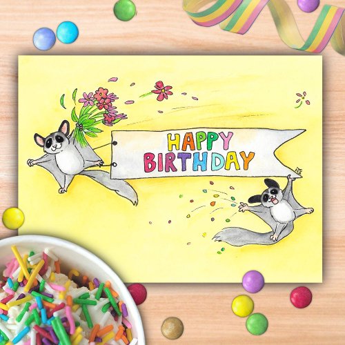 Sugar Gliders Happy Birthday  Postcard