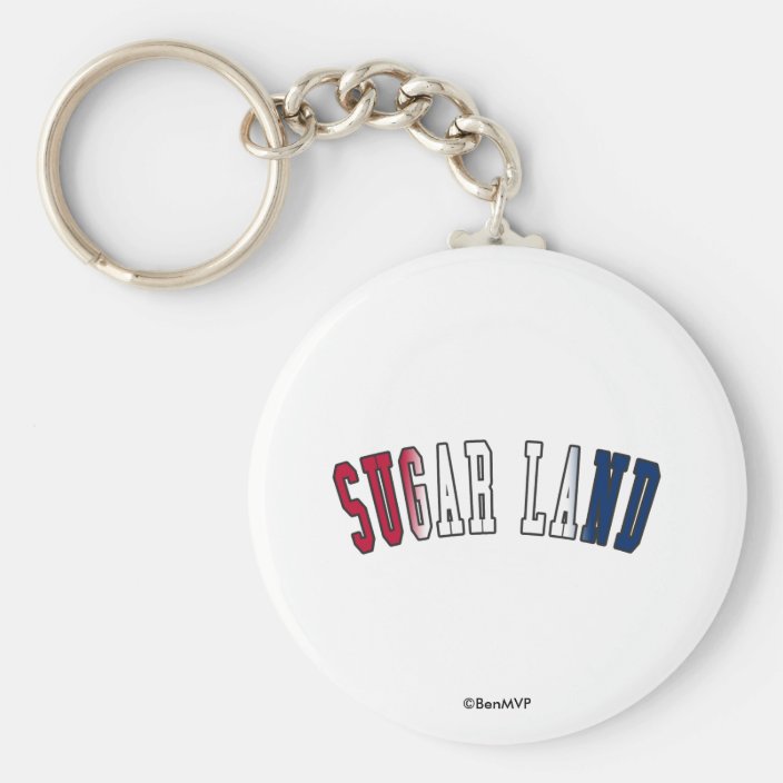 Sugar Land in Texas State Flag Colors Key Chain