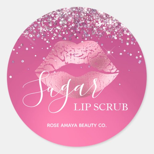 Sugar Lip Scrub Burgundy Elegance Glitter Sparkles Classic Round Sticker