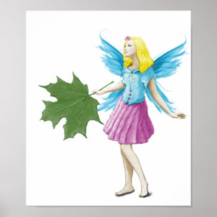 Sugar Maple Tree Fairy Holding Leaf Poster