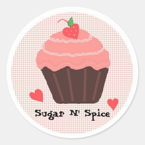 Sugar N Spice Frosted Cupcake Classic Round Sticker