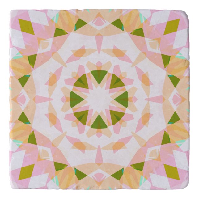 Sugar Pink Spring Green Star Dopamine Decor Art Trivet (Front)