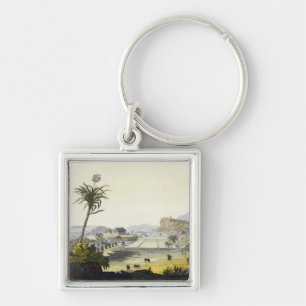 Sugar Plantation, Antilles (colour engraving) Keychain